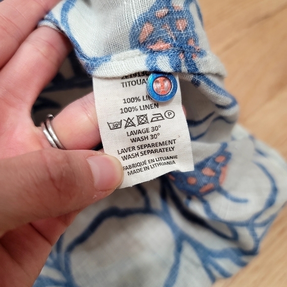 ZYGA LIN'N LAUNDRY Linen Blouse Size L Floral Art to Wear Mixed Pattern - Picture 5 of 11